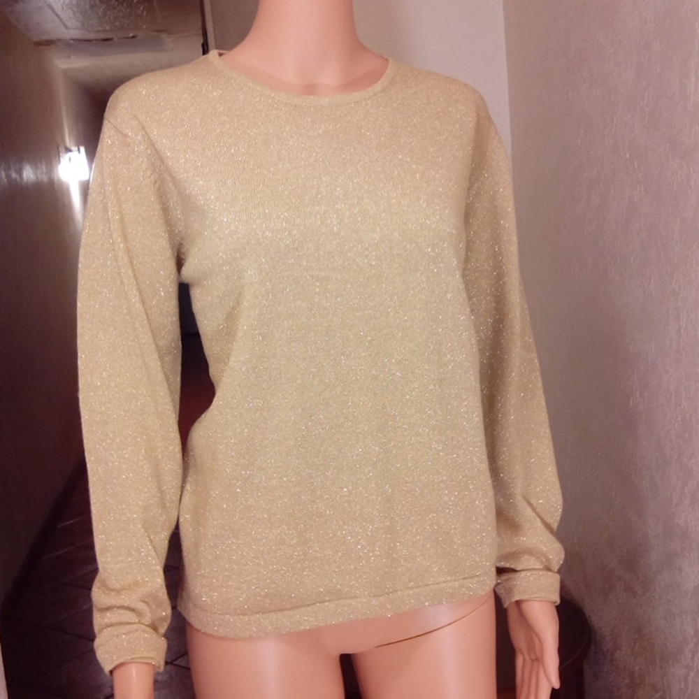 Vintage Gold Glitter top ACRYLIC polyester Stretch